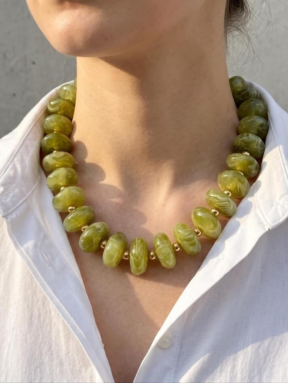 Colorful Chunky Beaded Necklace Large Acrylic Bead Statement Necklace